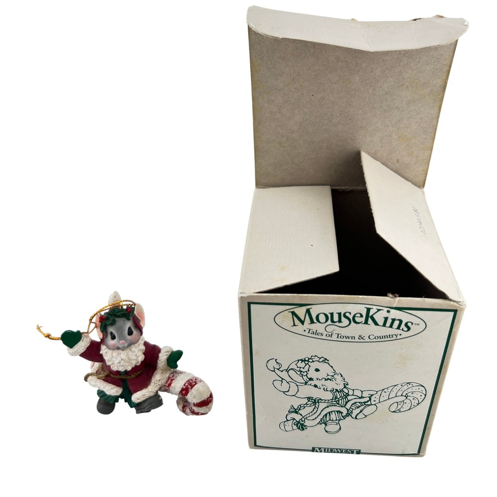 Vtg MouseKins Santa Mouse Candy Cane Ornament 12140-5 Midwest of Cannon Falls